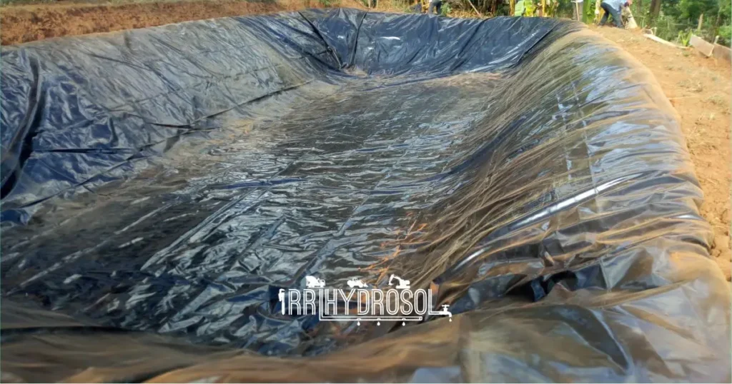 Water reservoir with HDPE dam liner installed by Irrihydrosol professionals in Kenya
